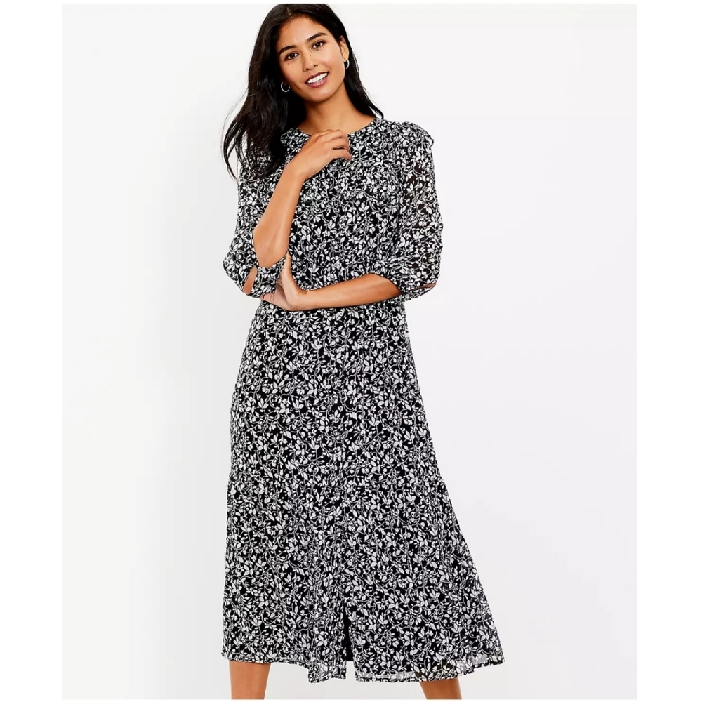 Loft Black Floral Dress